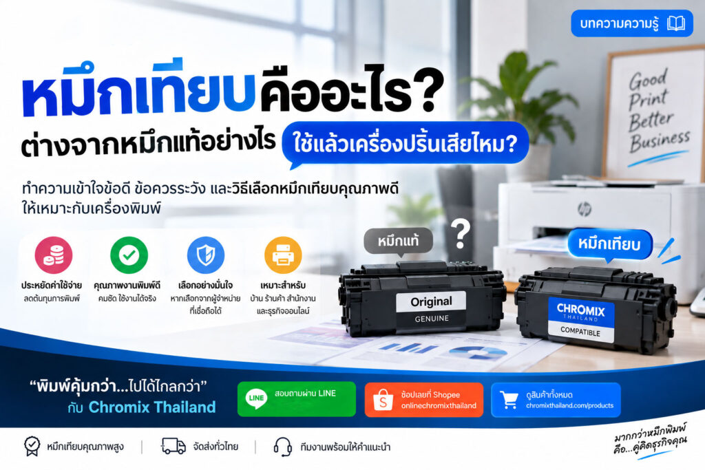 หมึกเทียบคืออะไร? ต่างจากหมึกแท้อย่างไร ใช้แล้วเครื่องปริ้นเสียไหม?