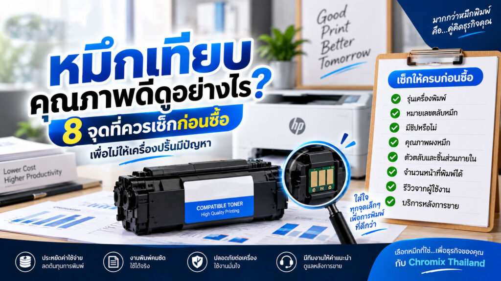 หมึกเทียบคุณภาพดีดูอย่างไร? 8 จุดที่ควรเช็กก่อนซื้อ เพื่อไม่ให้เครื่องปริ้นมีปัญหา