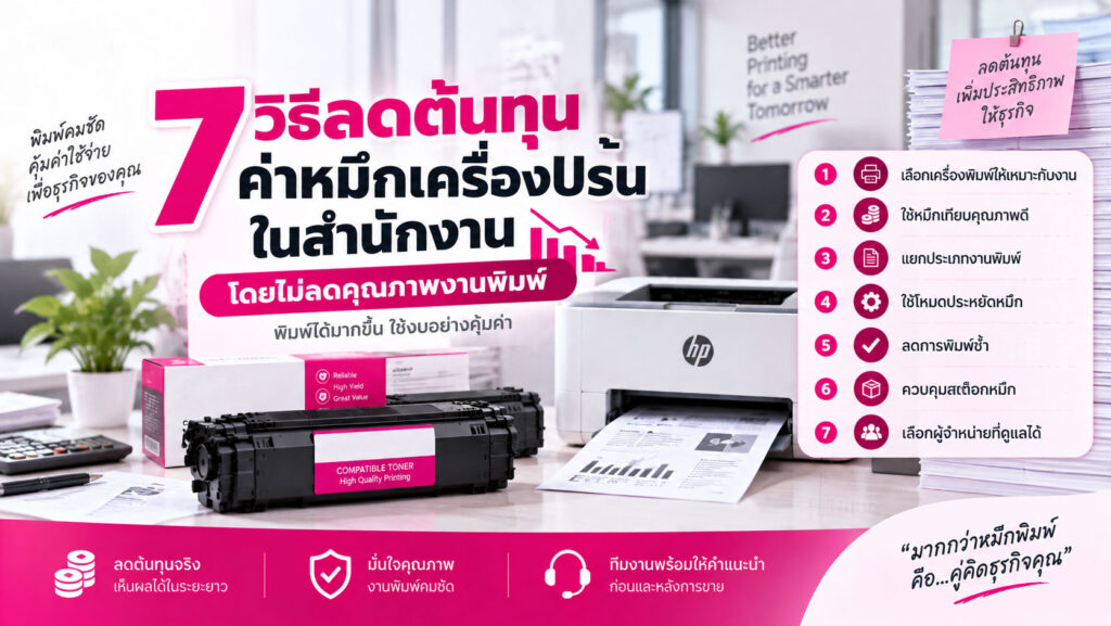 7 วิธีลดต้นทุนค่าหมึกเครื่องปริ้นในสำนักงาน โดยไม่ลดคุณภาพงานพิมพ์