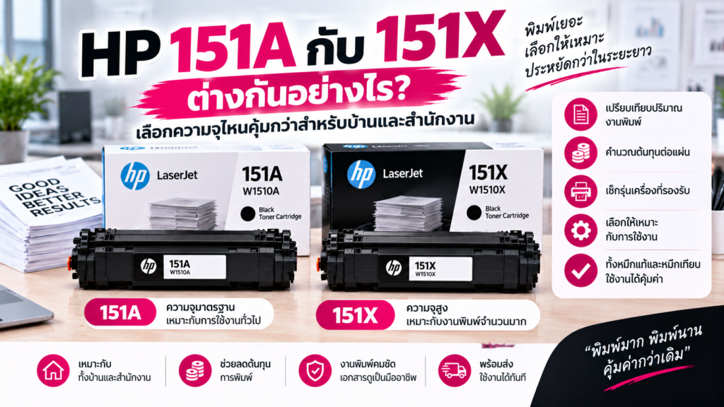 HP 151A กับ 151X ต่างกันอย่างไร? เลือกความจุไหนคุ้มกว่าสำหรับบ้านและสำนักงาน