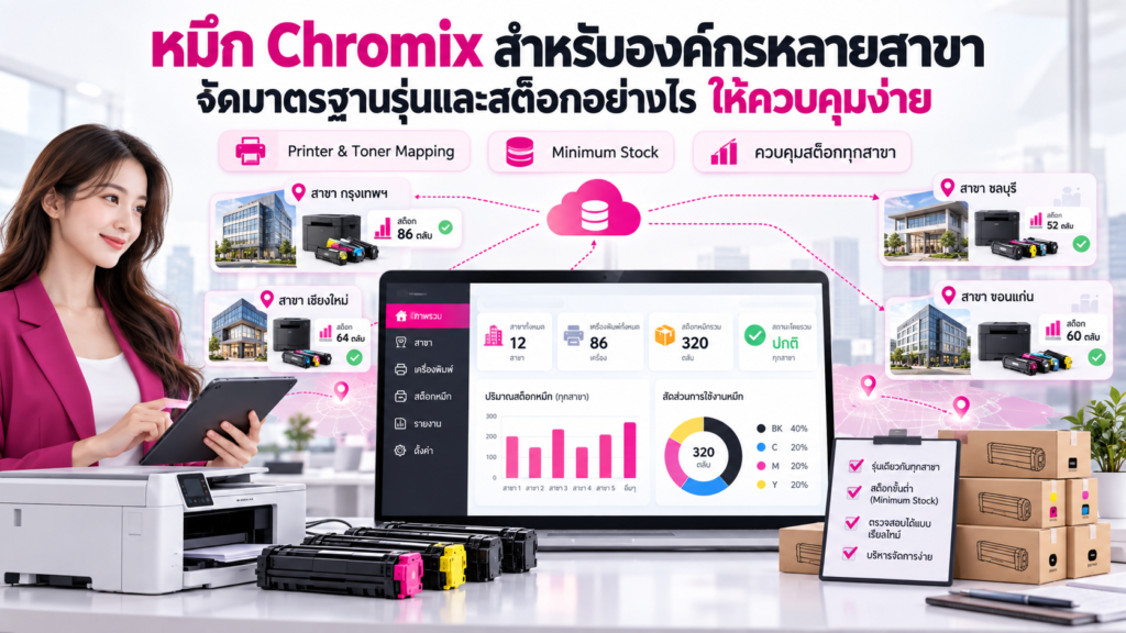 หมึก Chromix สำหรับองค์กรหลายสาขา จัดมาตรฐานรุ่นและสต็อกอย่างไรให้ควบคุมง่าย